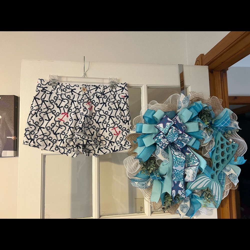 Lilly Pulitzer Shorts anchor nautical blue pink A’hoy pattern - Picture 3 of 5